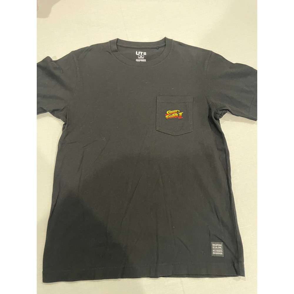 UT UNIQLO Capcom Street Fighter II Extra Small Black T Shirt W/Pocket